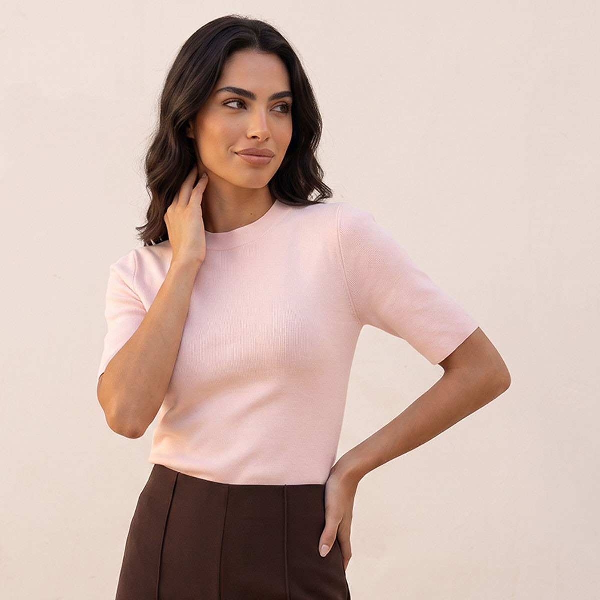 كنزة مضلعة بياقة ضيقة من سبلاش بيزيكس-women-winterwear-cardigansandjumpers-jumpers-image-1