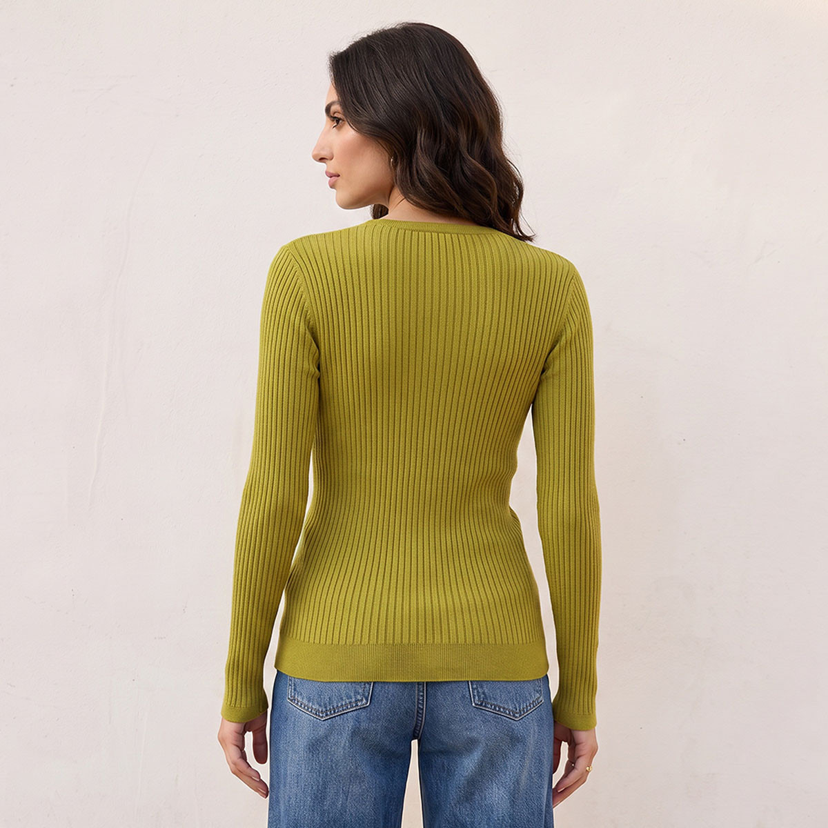 Splash Basic Ribbed V-neck Sweater-women-winterwear-cardigansandjumpers-jumpers-image-3