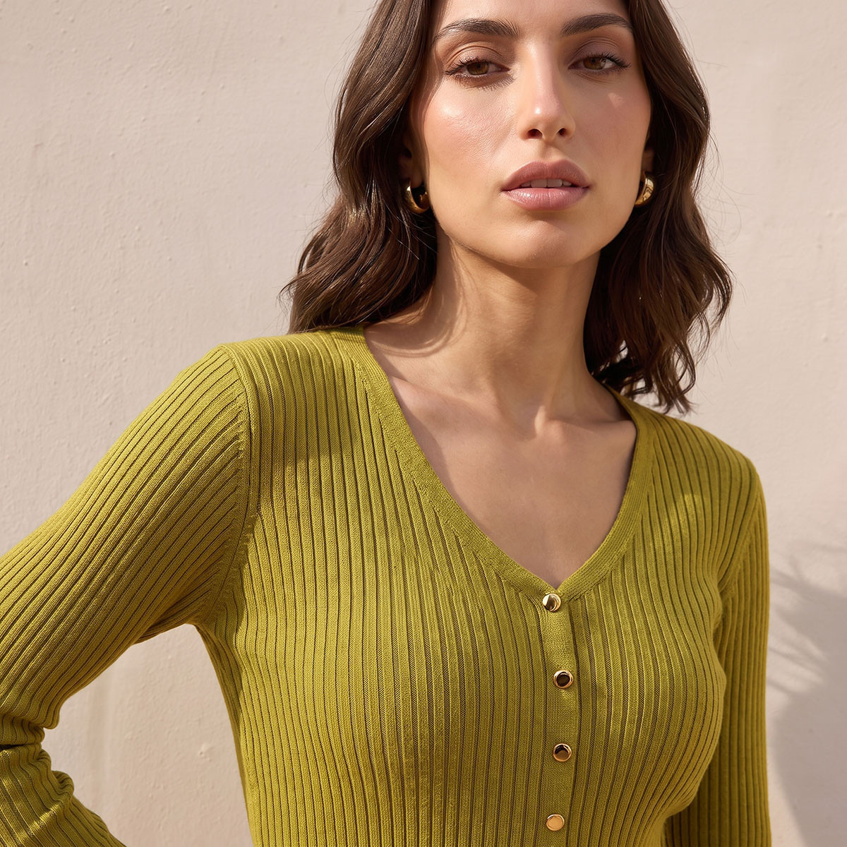 Splash Basic Ribbed V-neck Sweater-women-winterwear-cardigansandjumpers-jumpers-image-4
