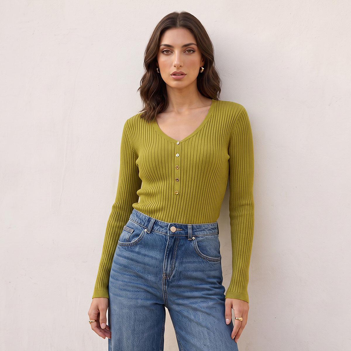 Splash Basic Ribbed V-neck Sweater-women-winterwear-cardigansandjumpers-jumpers-image-6