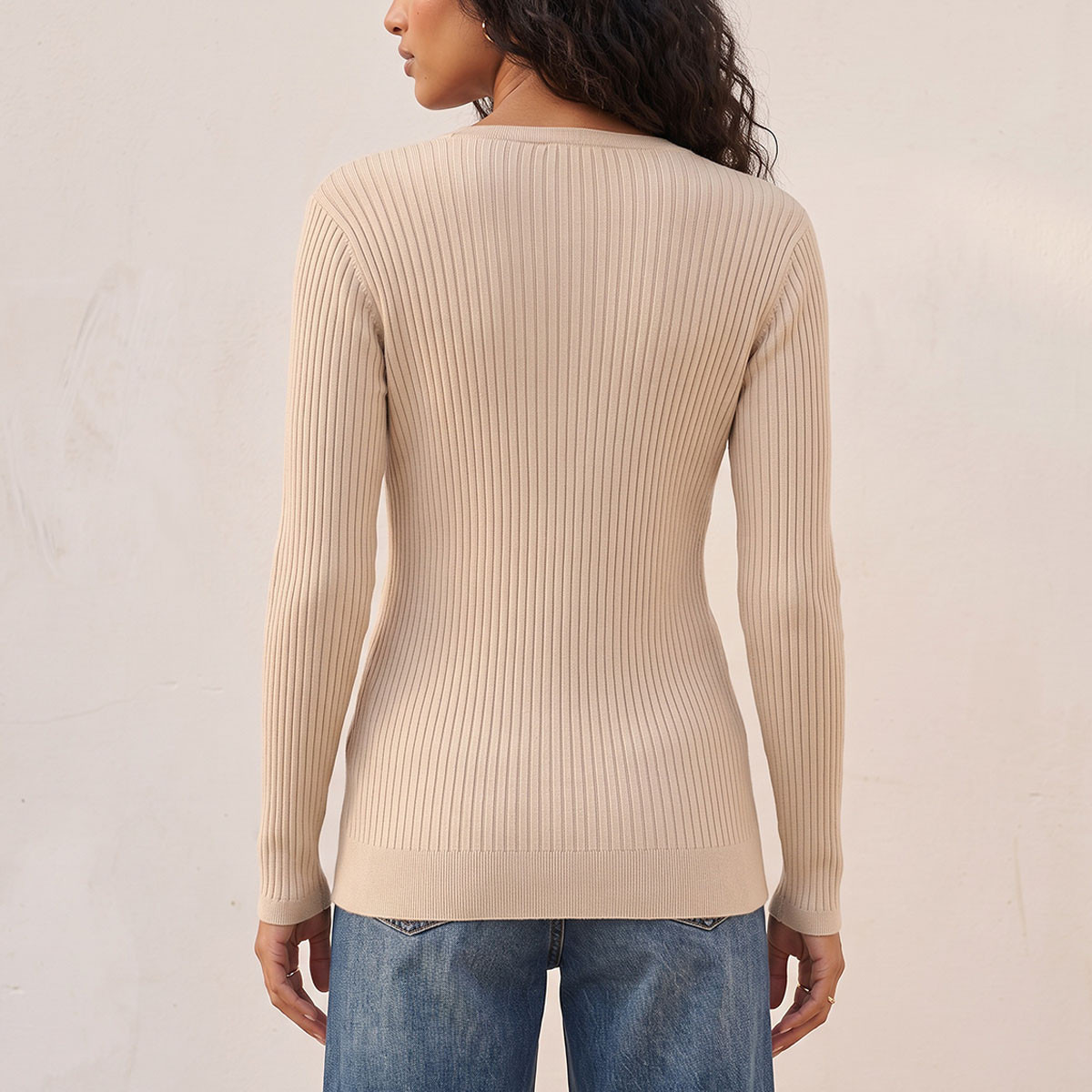 Splash Basic Ribbed V-neck Sweater-women-winterwear-cardigansandjumpers-jumpers-image-3