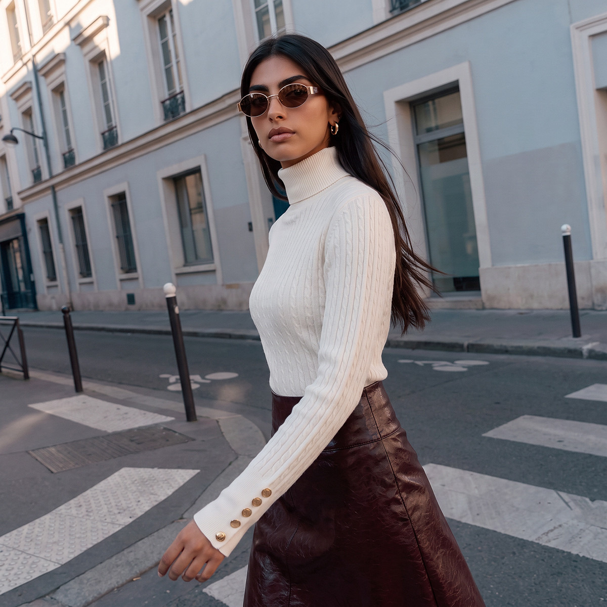 Splash Basics Regular Fit Cable Knit Sweater with Turtleneck-women-winterwear-cardigansandjumpers-jumpers-image-1
