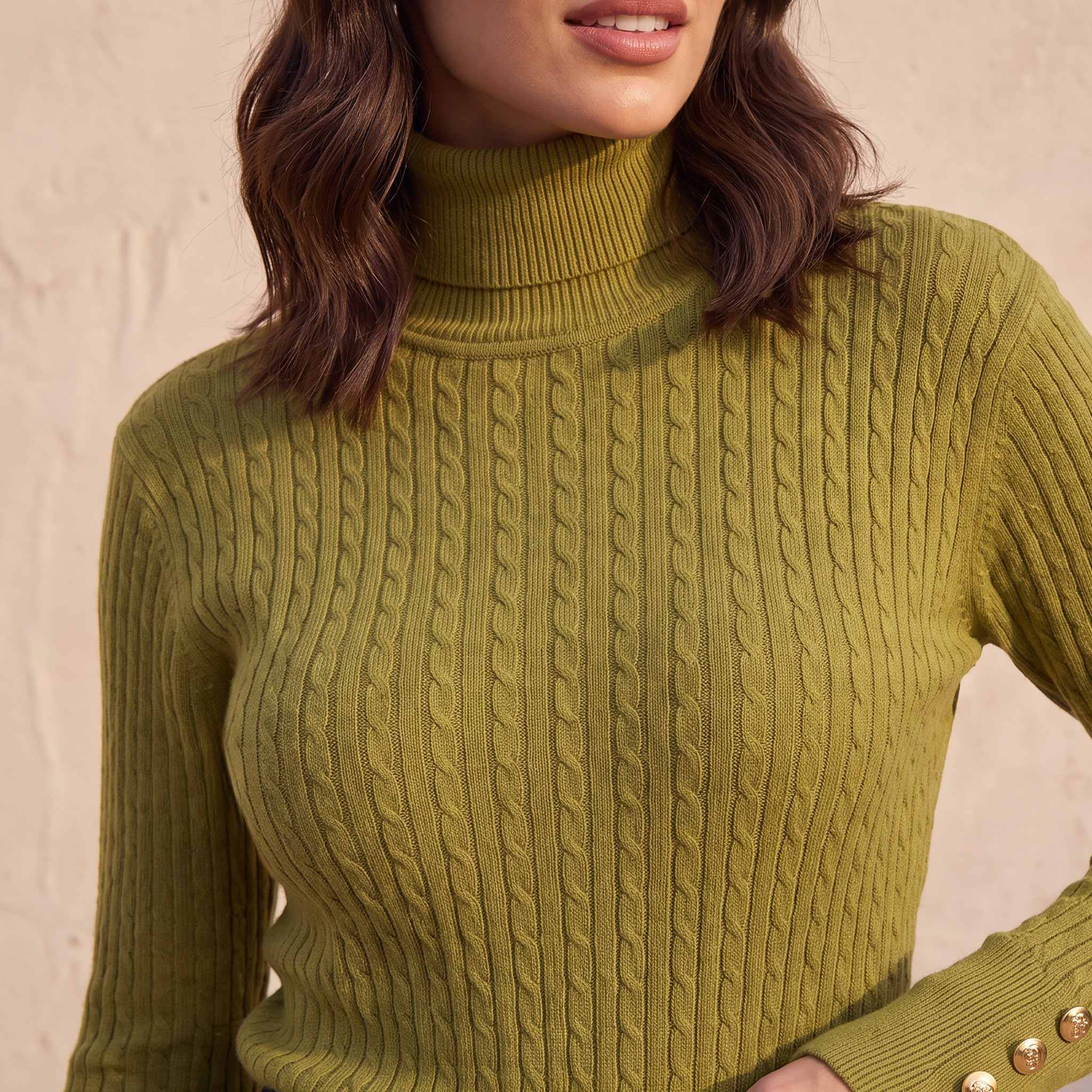 كنزة بنقشة جدائل وقصة عادية وياقة عالسية من بيزكس من سبلاش-women-winterwear-cardigansandjumpers-jumpers-image-5