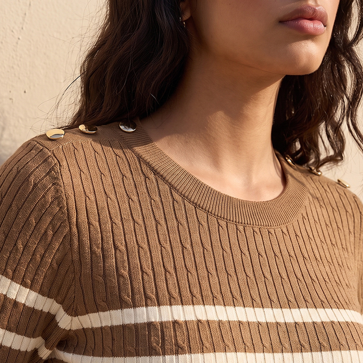 كنزة مقلمة بتفاصيل أزرار من سبلاش-women-winterwear-cardigansandjumpers-jumpers-image-6