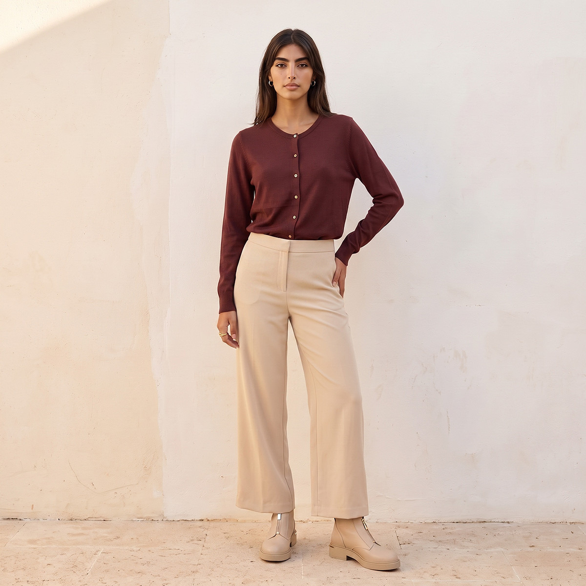 Splash Basic Textured Cardigan-women-winterwear-cardigansandjumpers-cardigans-image-3