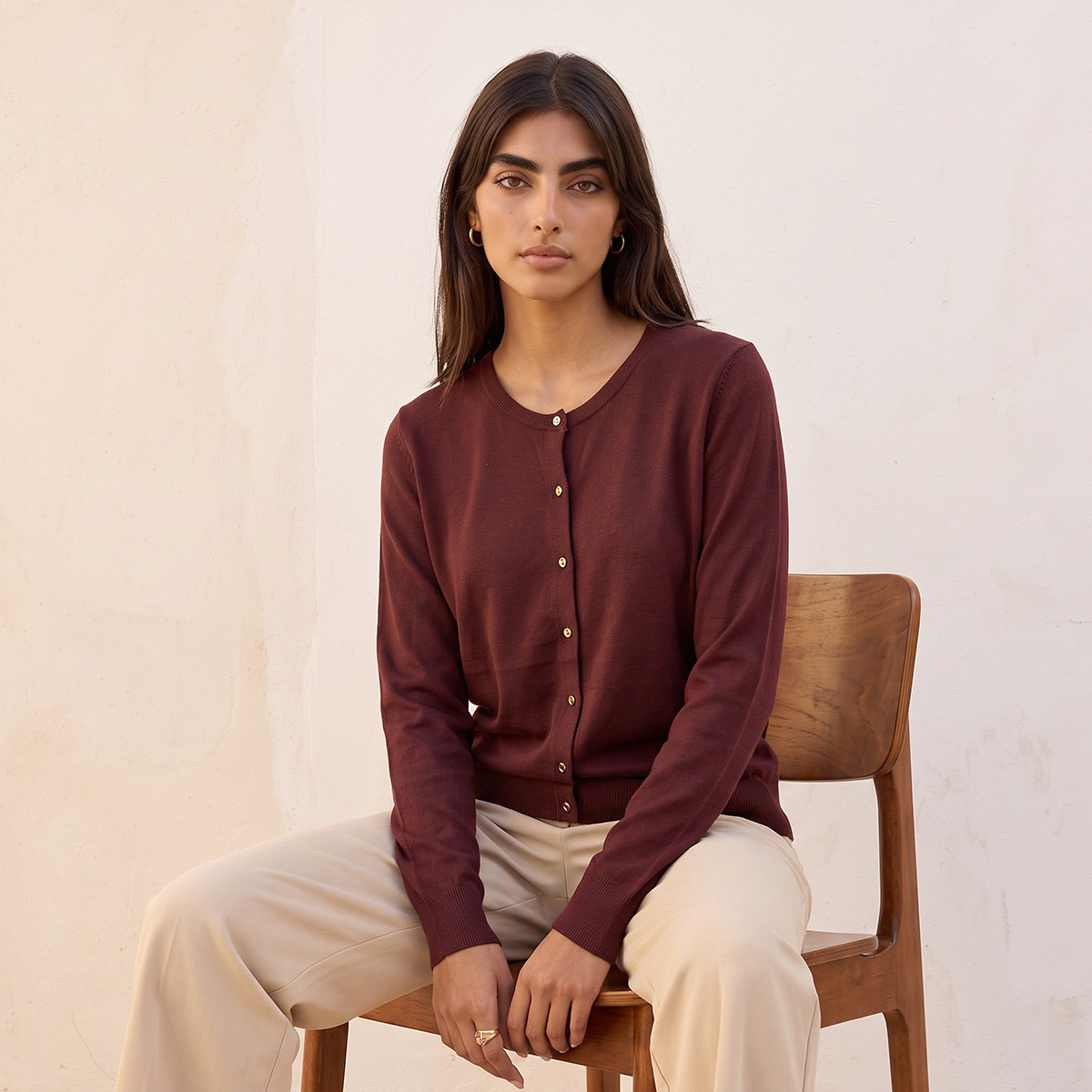 Splash Basic Textured Cardigan-women-winterwear-cardigansandjumpers-cardigans-image-5