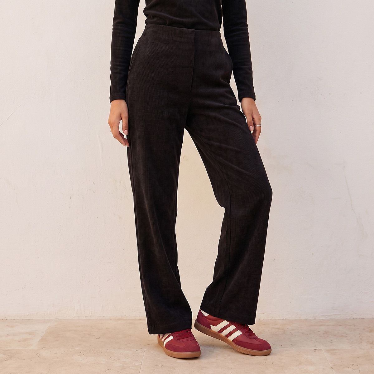بنطلون كوردروي بجيوب من سبلاش-women-clothing-trousers-image-1