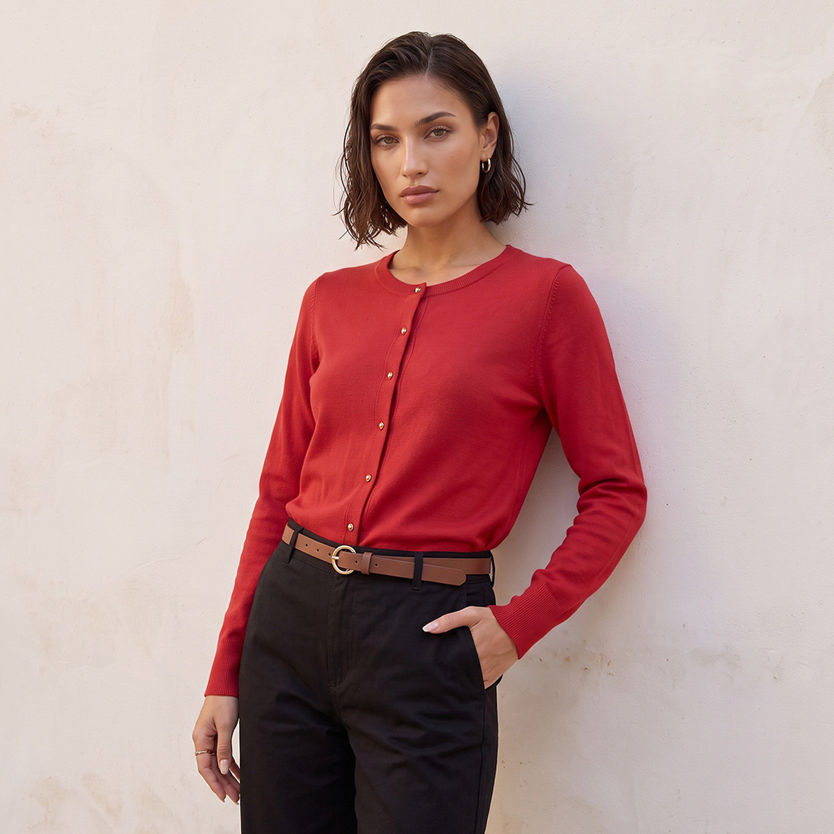 Splash Basics Textured Cardigan-women-winterwear-cardigansandjumpers-cardigans-image-2