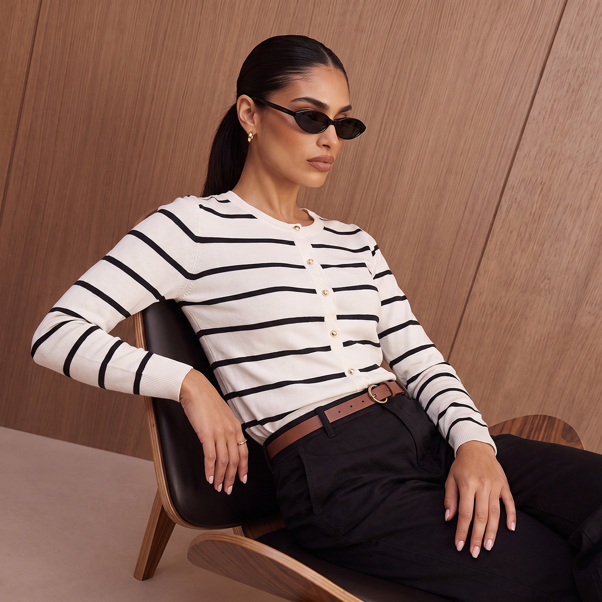 Splash Basics Striped Cardigan-women-winterwear-cardigansandjumpers-cardigans-image-1