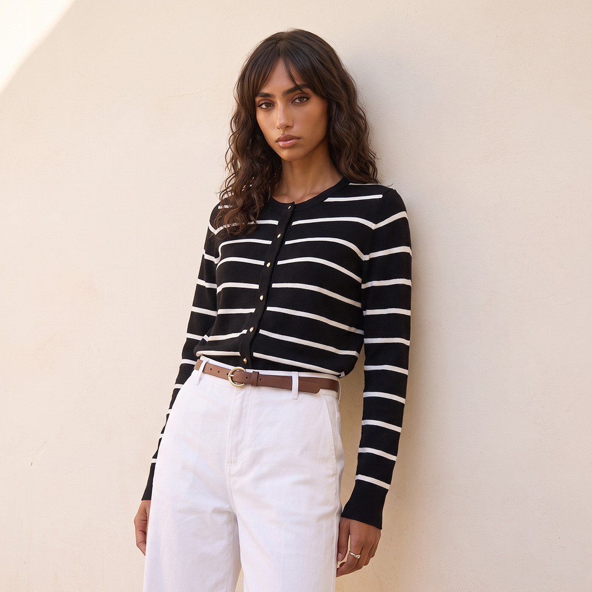 Splash Basics Striped Cardigan-women-winterwear-cardigansandjumpers-cardigans-image-2