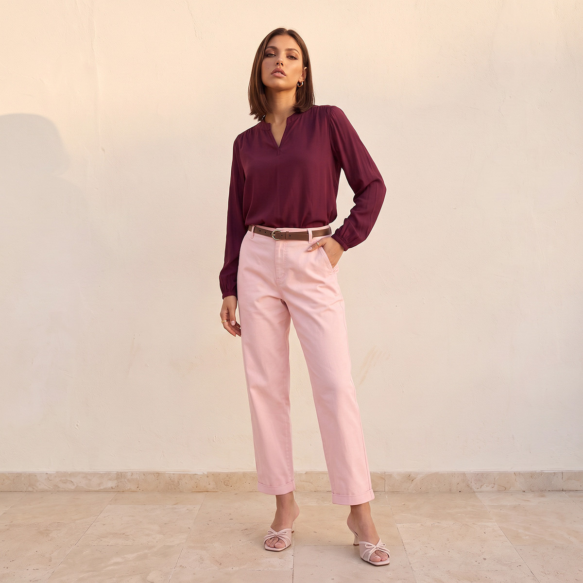 Splash Basics Viscose Top with V-neck-women-clothing-shirtsandblouses-blouses-image-2
