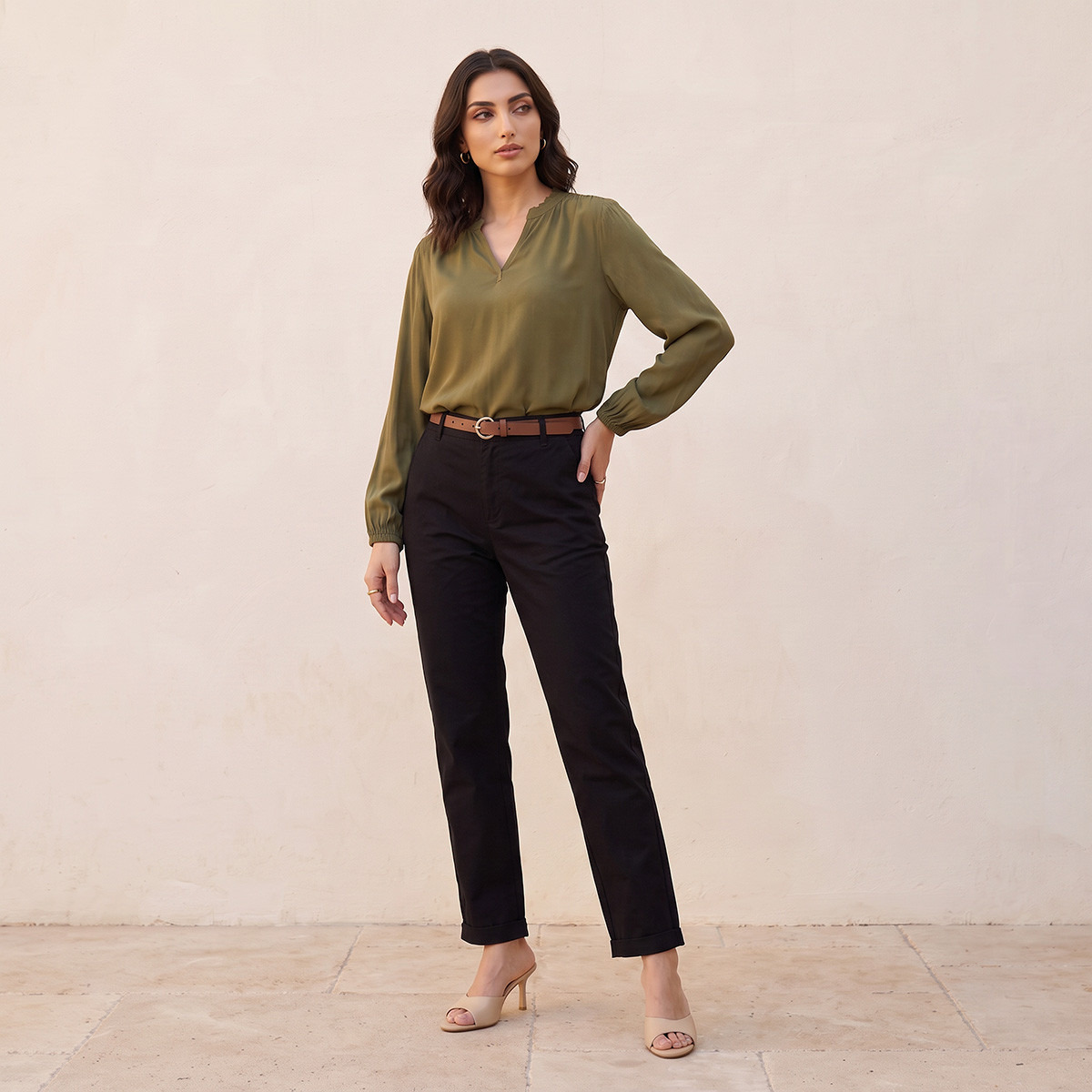 Splash Basics Viscose Top with V-neck-women-clothing-shirtsandblouses-blouses-image-2