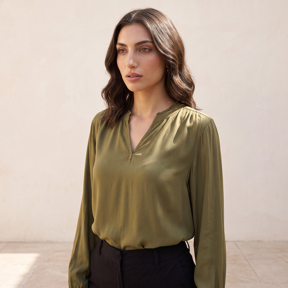 Splash Basics Viscose Top with V-neck-women-clothing-shirtsandblouses-blouses-image-5