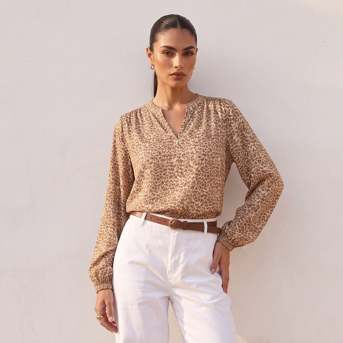 Splash Basics Viscose Top with V-neck-women-clothing-shirtsandblouses-blouses-image-1
