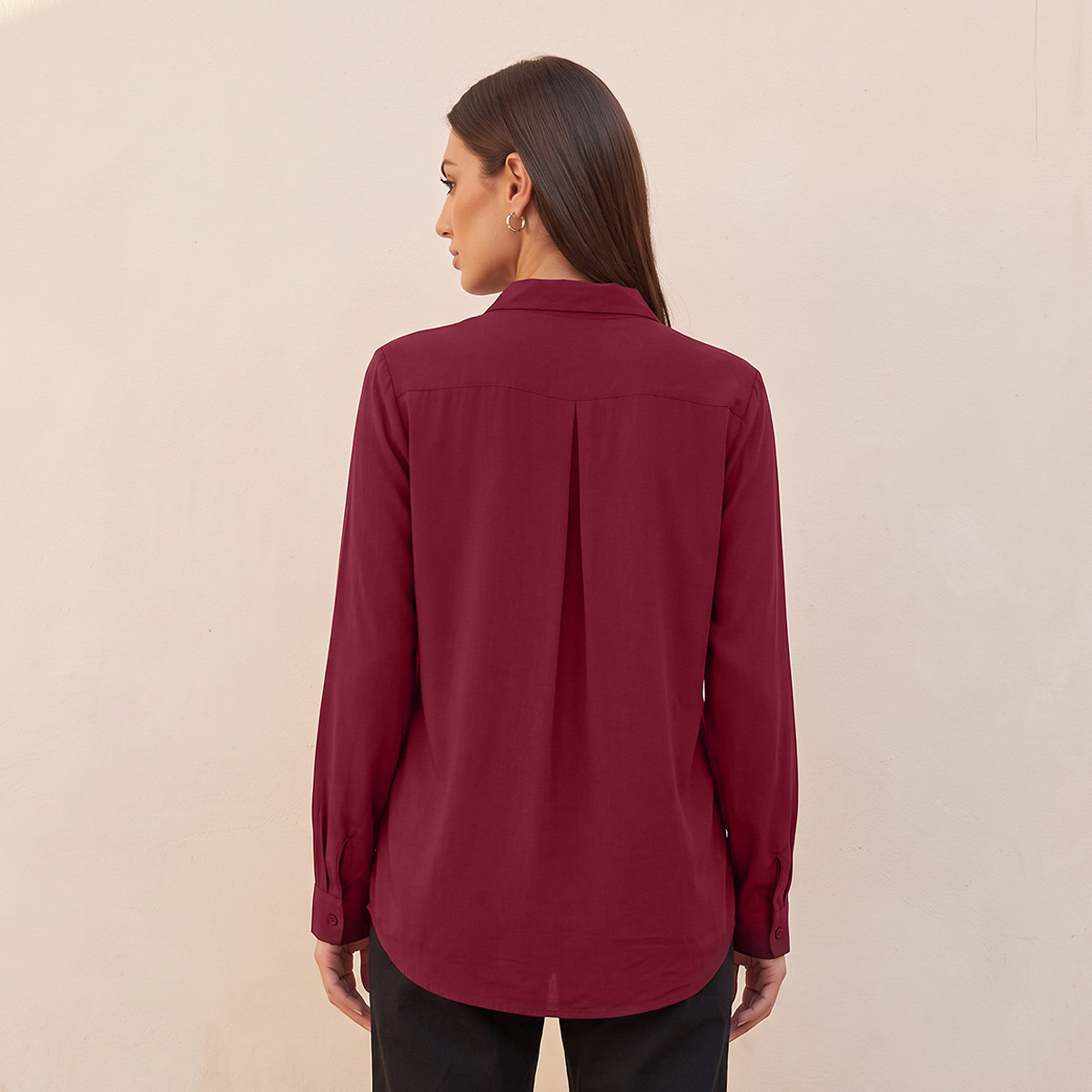 Splash Basics Viscose Shirt with High Low Hem-women-clothing-shirtsandblouses-shirts-image-3
