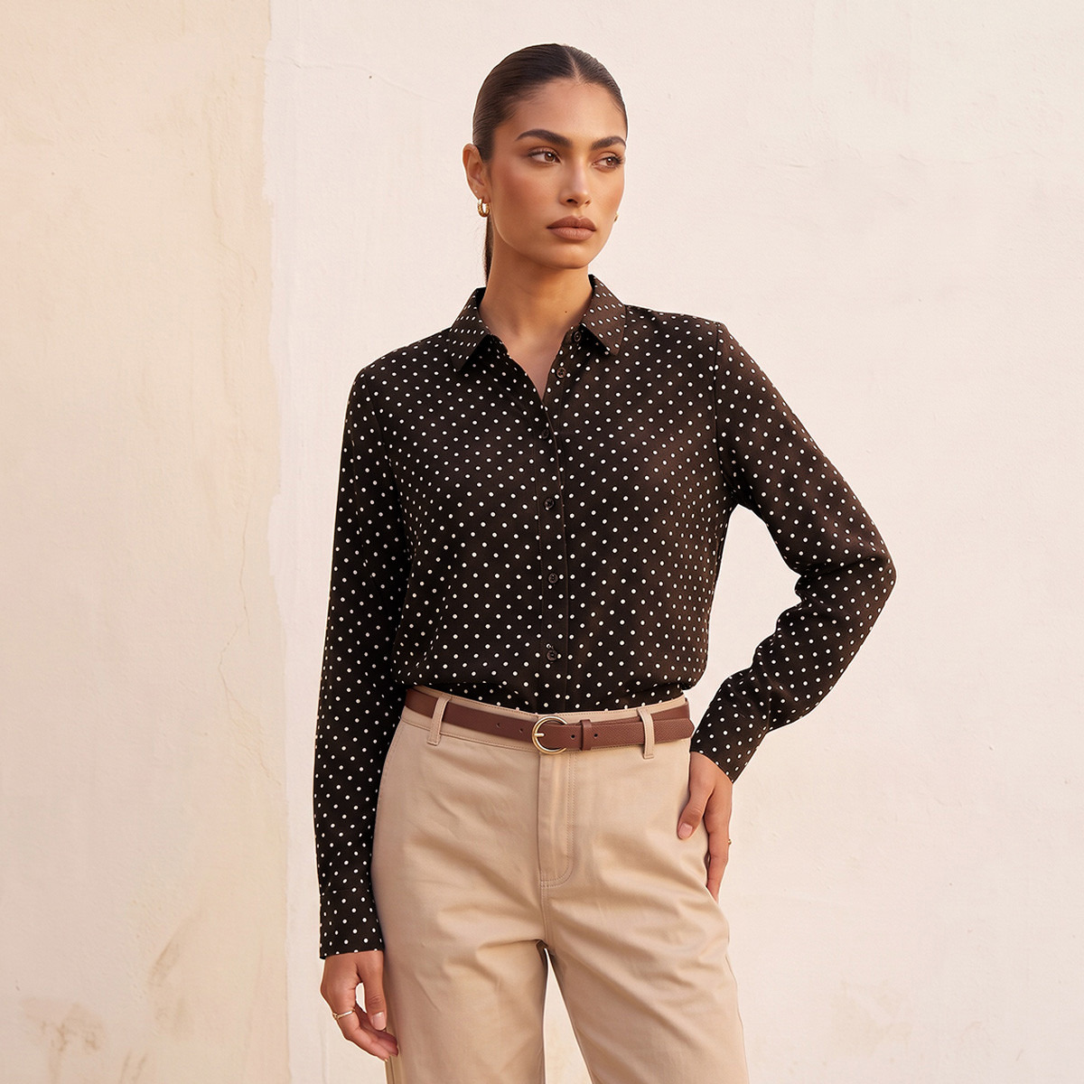 Splash Basics Viscose Shirt with High Low Hem-women-clothing-shirtsandblouses-shirts-image-1