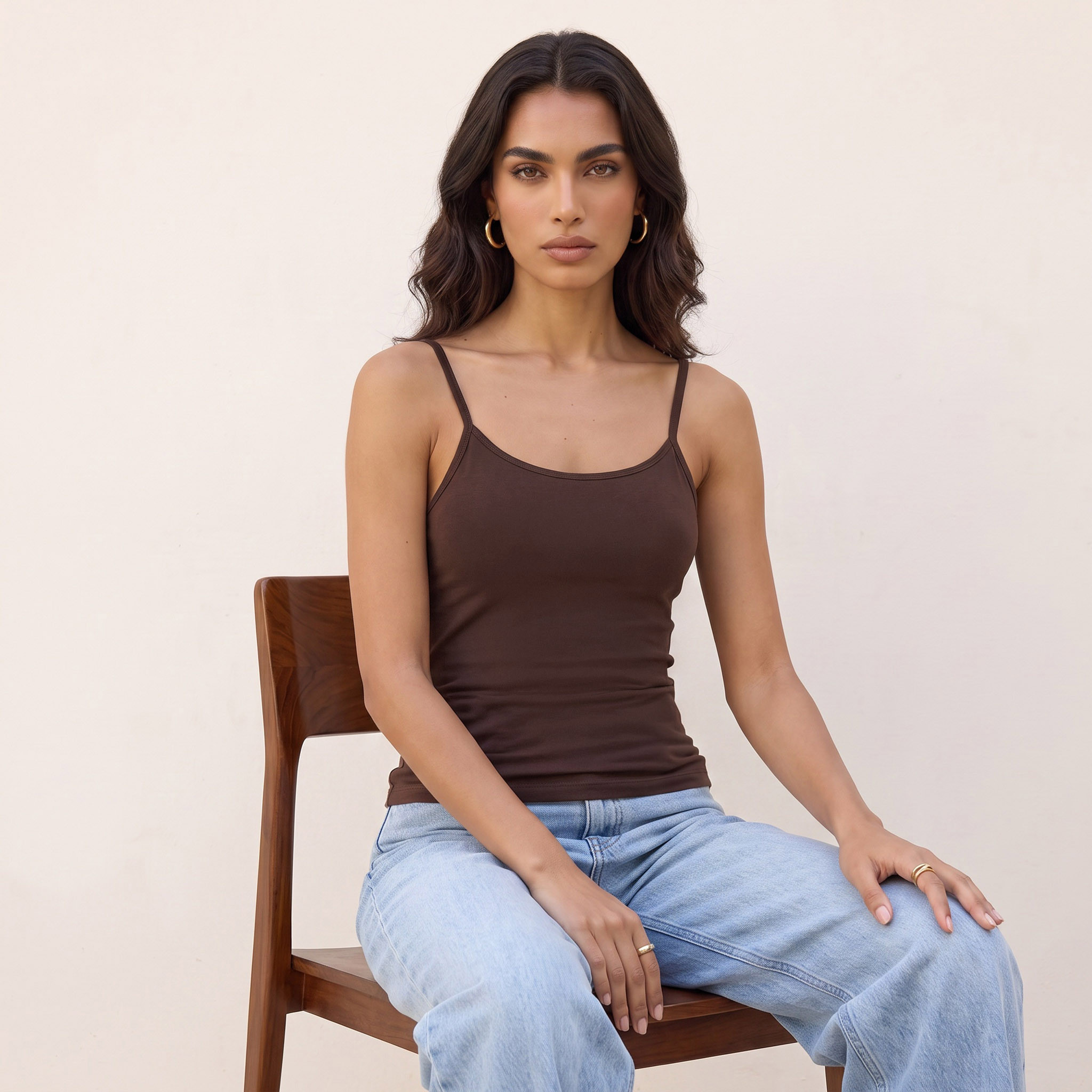 بلوزة تانك بحمالات رفيعة وقصة سليم من سبلاش بيسك-women-clothing-plussize-tshirts-image-5