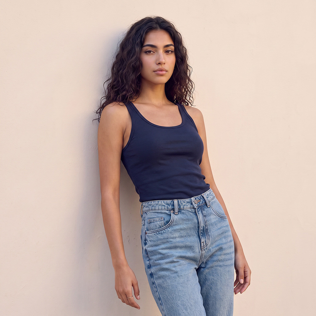 Splash Basic Slim Fit Ribbed Tank Top-women-clothing-tshirts-image-1
