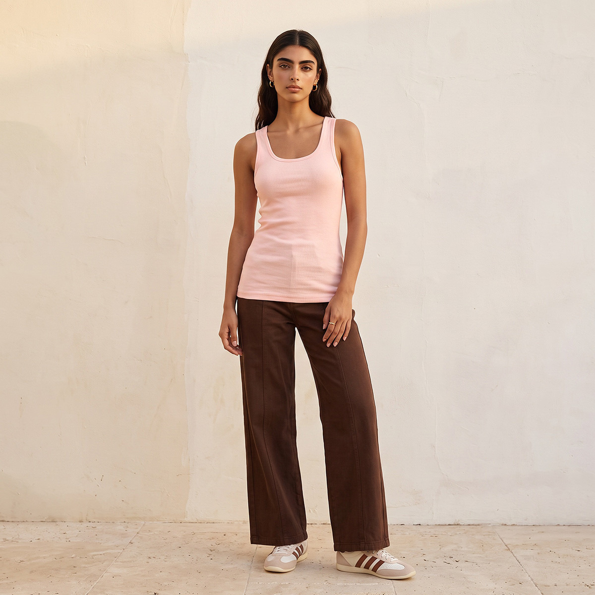 Splash Basic Slim Fit Ribbed Tank Top-women-clothing-tshirts-image-2