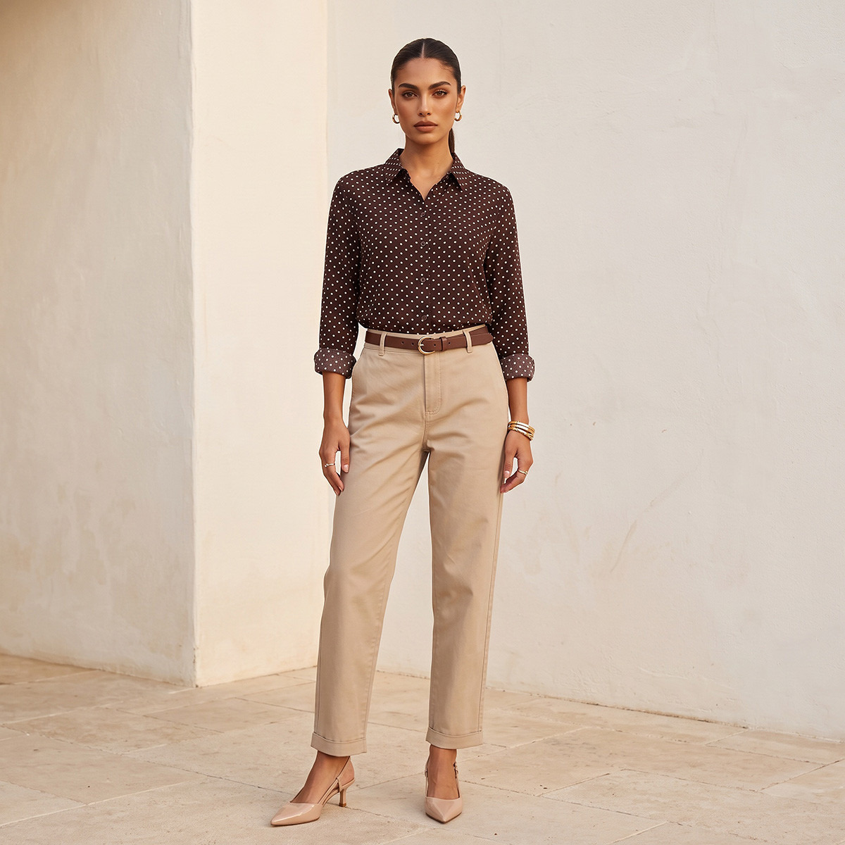 Splash Basics Relaxed Fit Trousers with Belt-women-clothing-trousers-image-3