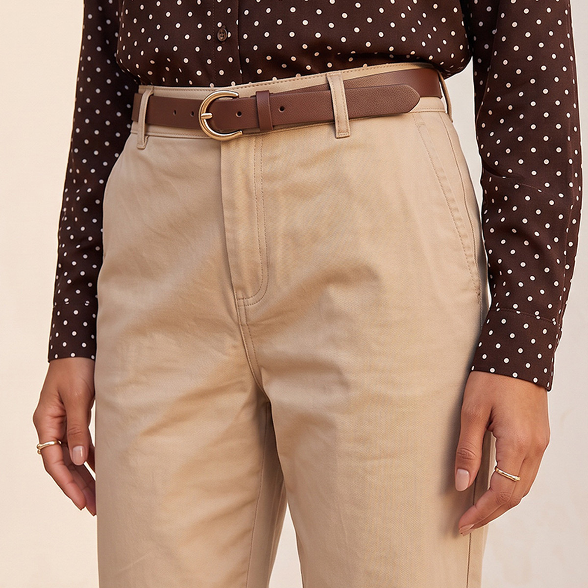 Splash Basics Relaxed Fit Trousers with Belt-women-clothing-trousers-image-5