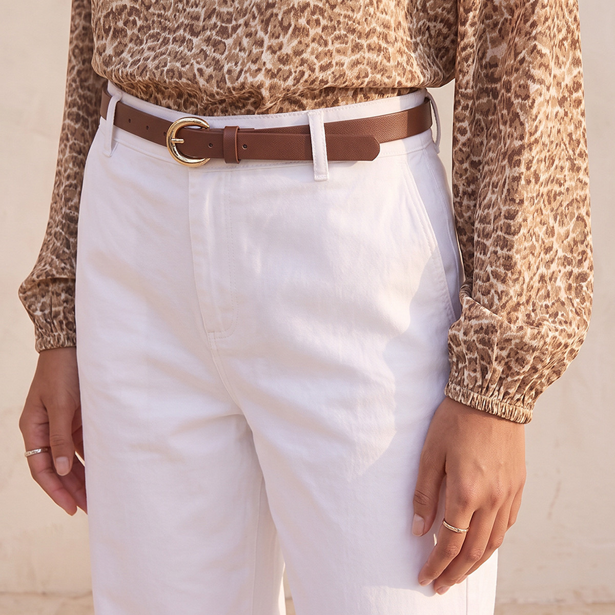 Splash Basics Relaxed Fit Trousers with Belt-women-clothing-trousers-image-5