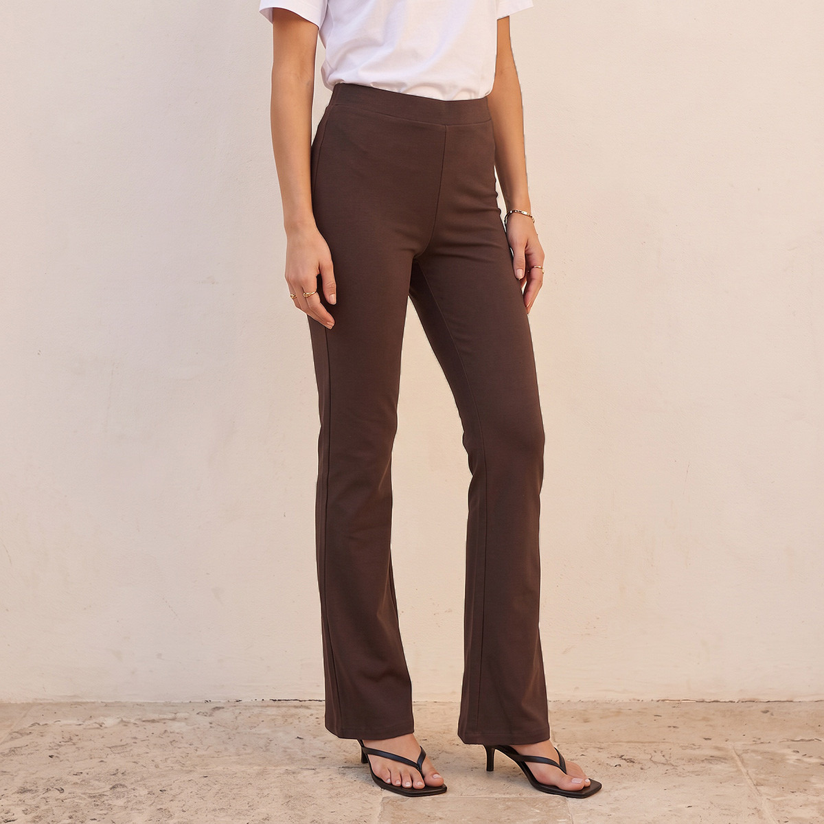 Splash Basics High Rise Leggings with Flared Hem-women-clothing-leggings-image-1