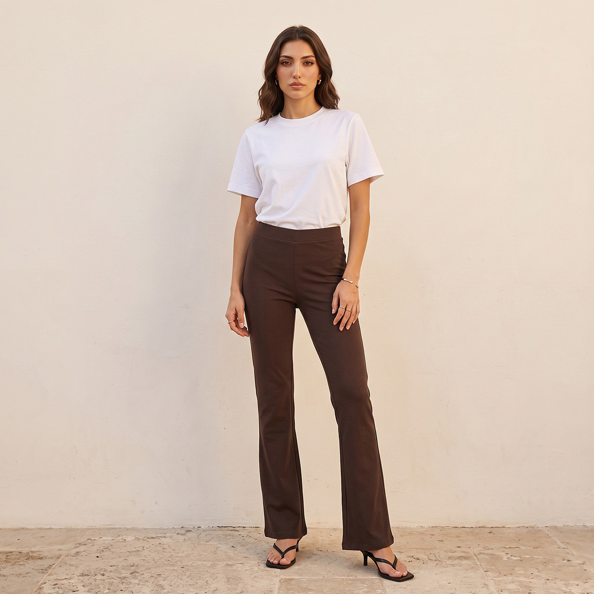 Splash Basics High Rise Leggings with Flared Hem-women-clothing-leggings-image-2