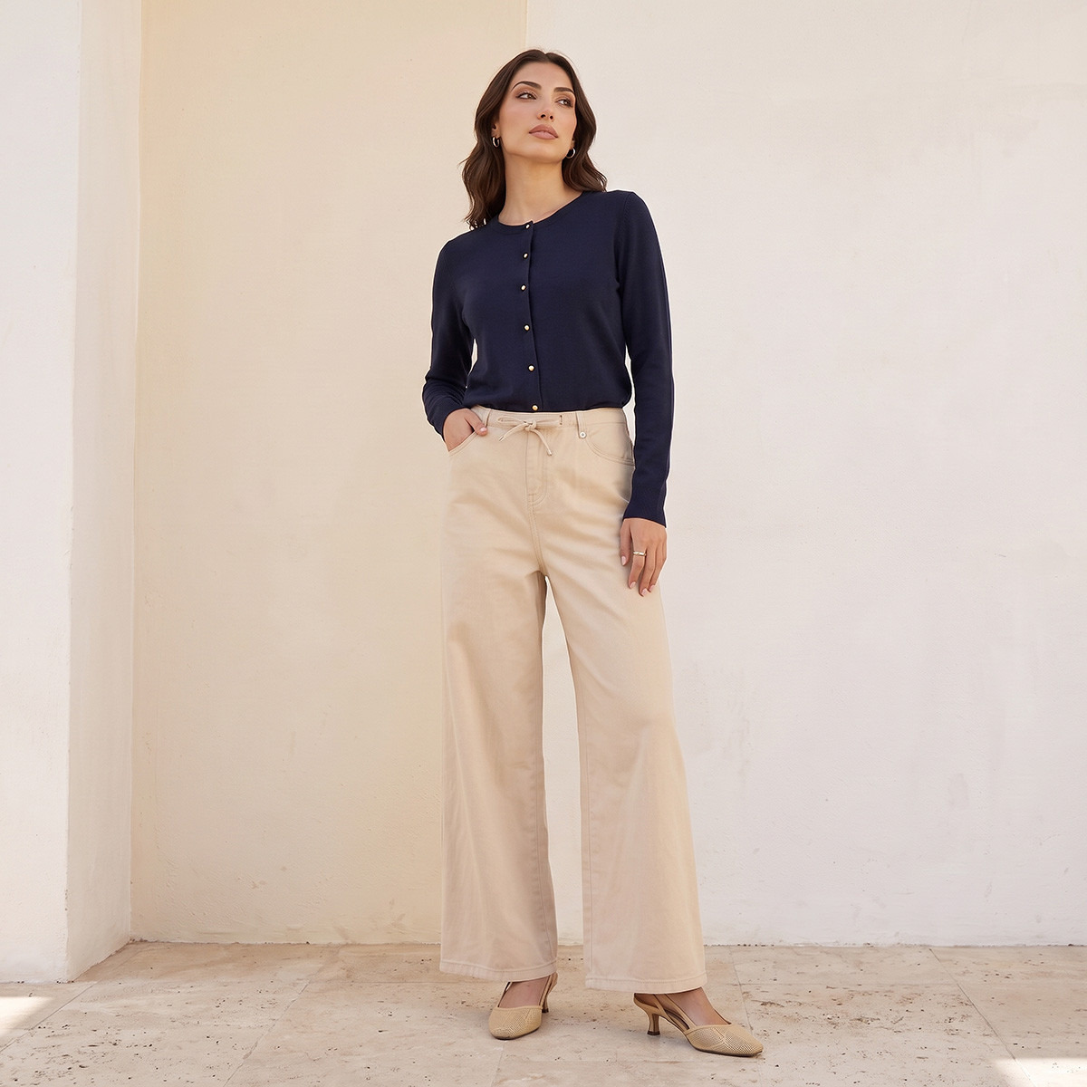 Splash Basics Round Neck Cardigan-women-winterwear-cardigansandjumpers-cardigans-image-2
