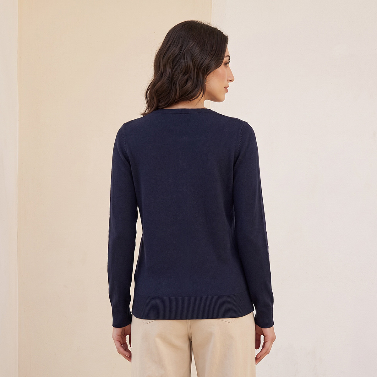 Splash Basics Round Neck Cardigan-women-winterwear-cardigansandjumpers-cardigans-image-3