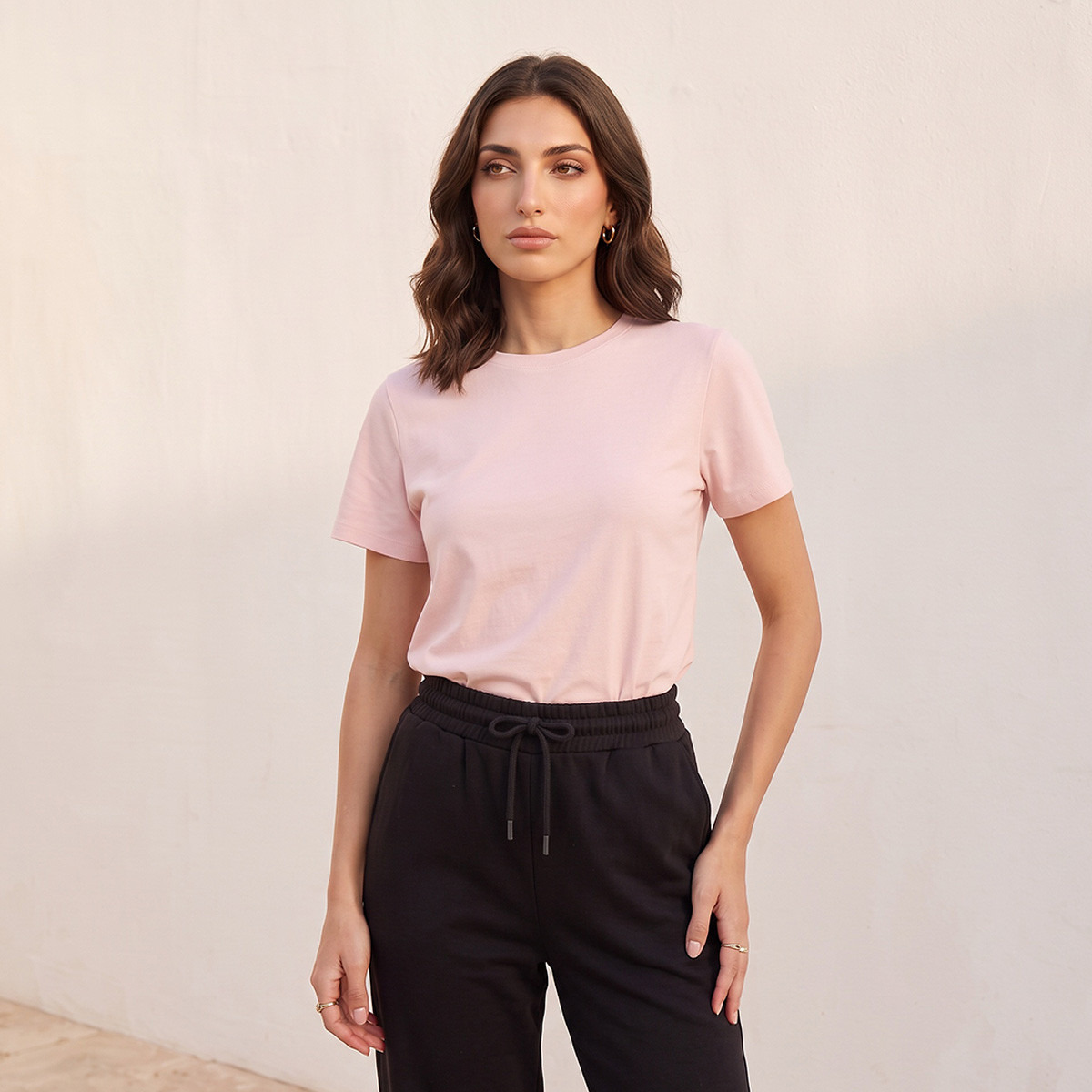 Plain Crew Neck T-shirt-women-clothing-tshirts-image-1