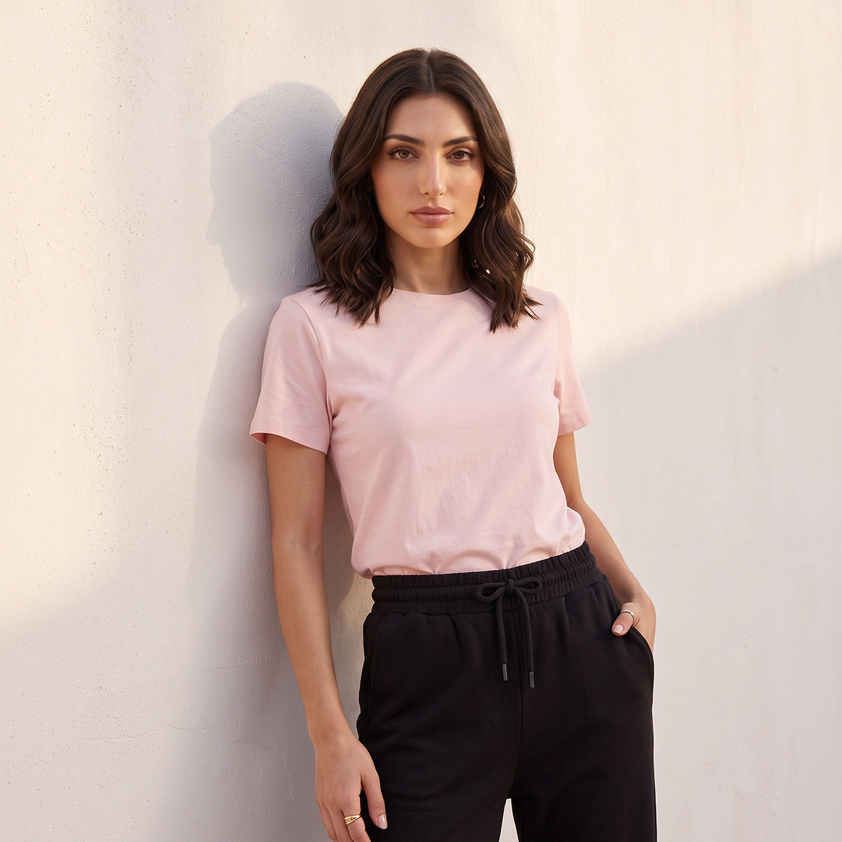Plain Crew Neck T-shirt-women-clothing-tshirts-image-4
