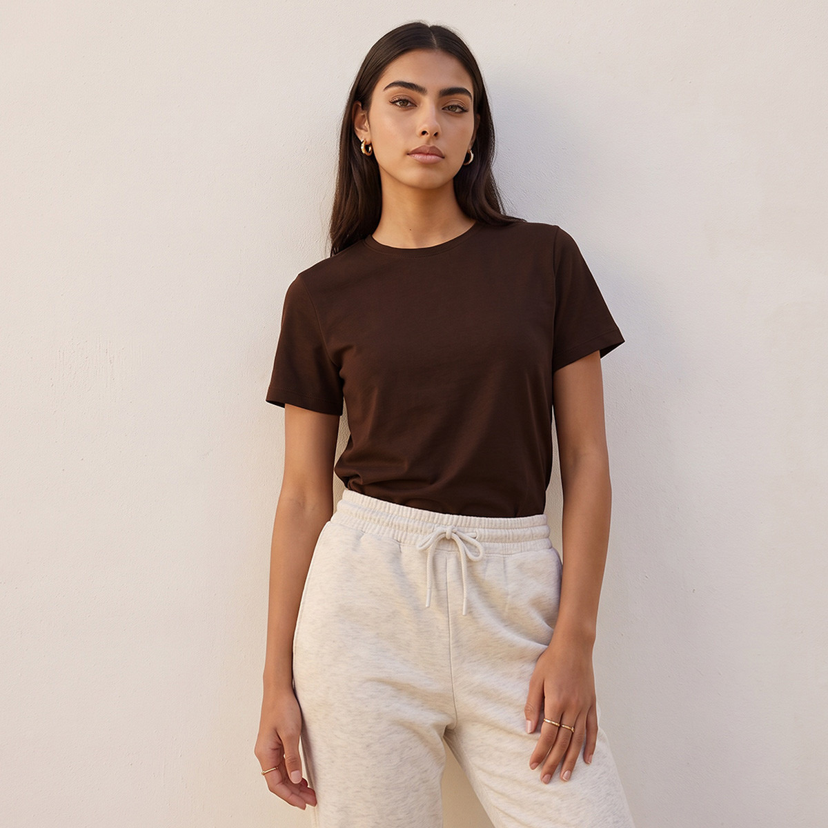 Plain Crew Neck T-shirt-women-clothing-tshirts-image-3