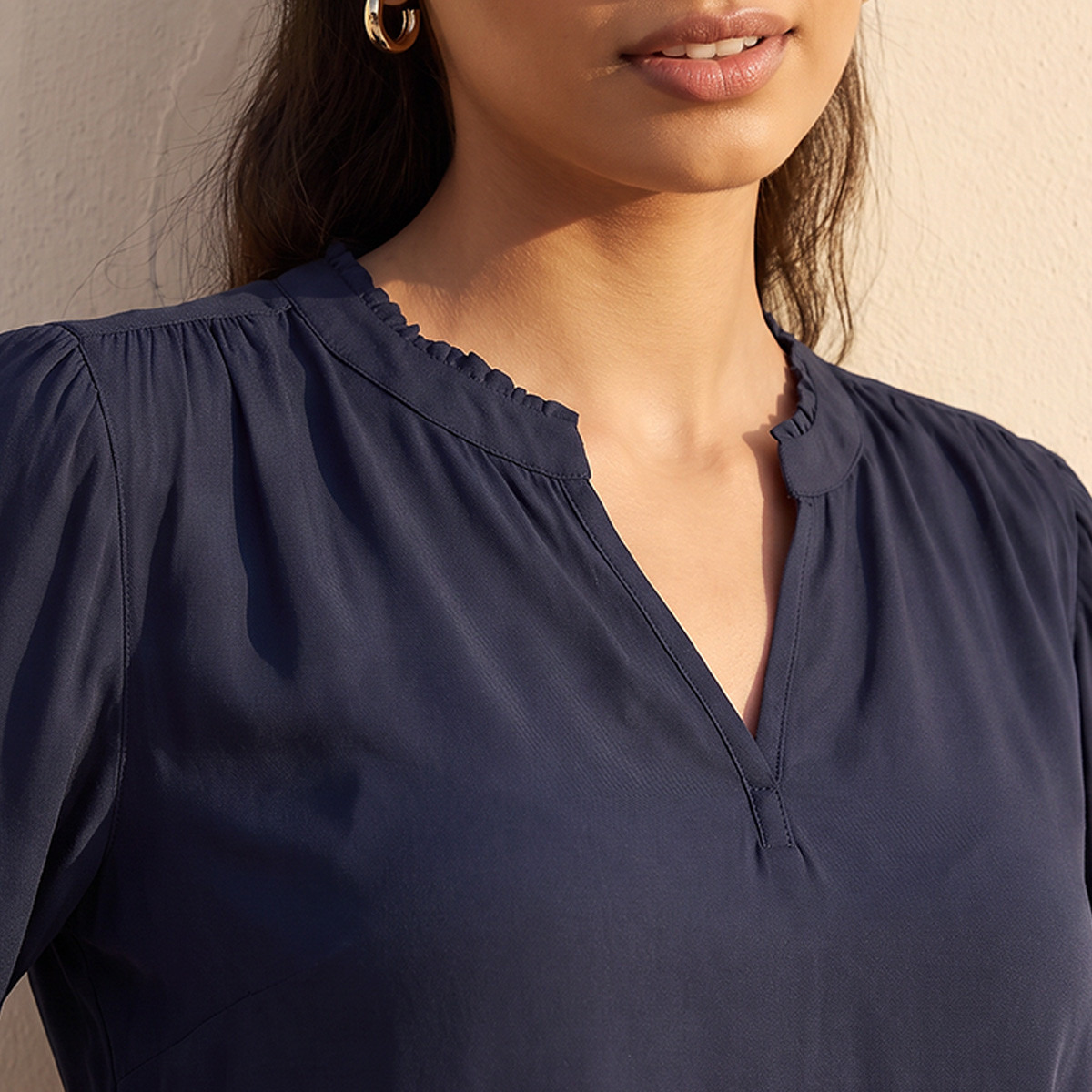 Splash Basics Viscose Top with Cuffed Sleeves-women-clothing-shirtsandblouses-blouses-image-5