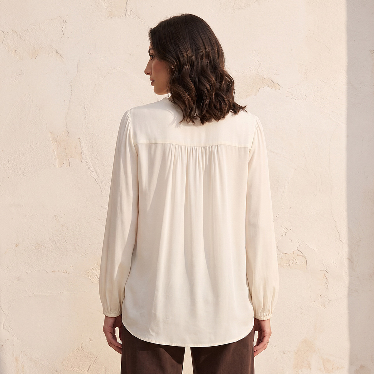 Splash Basics Viscose Top with Cuffed Sleeves-women-clothing-shirtsandblouses-blouses-image-3