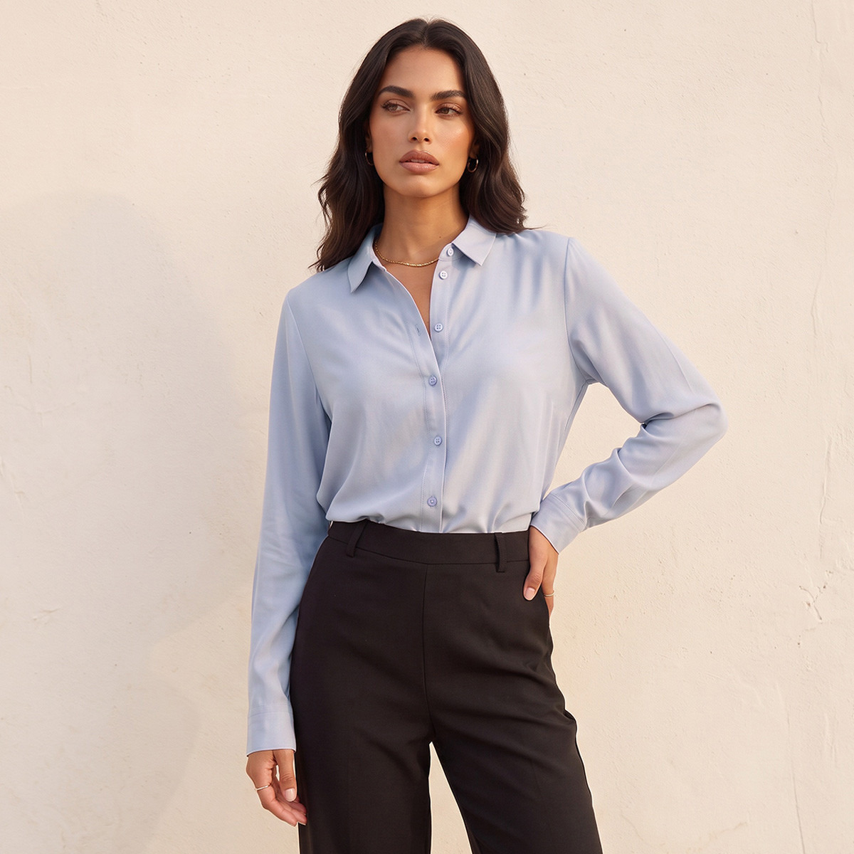 قميص فيسكوز بثنية مقلوبة من سبلاش بيسكس-women-clothing-shirtsandblouses-shirts-image-1