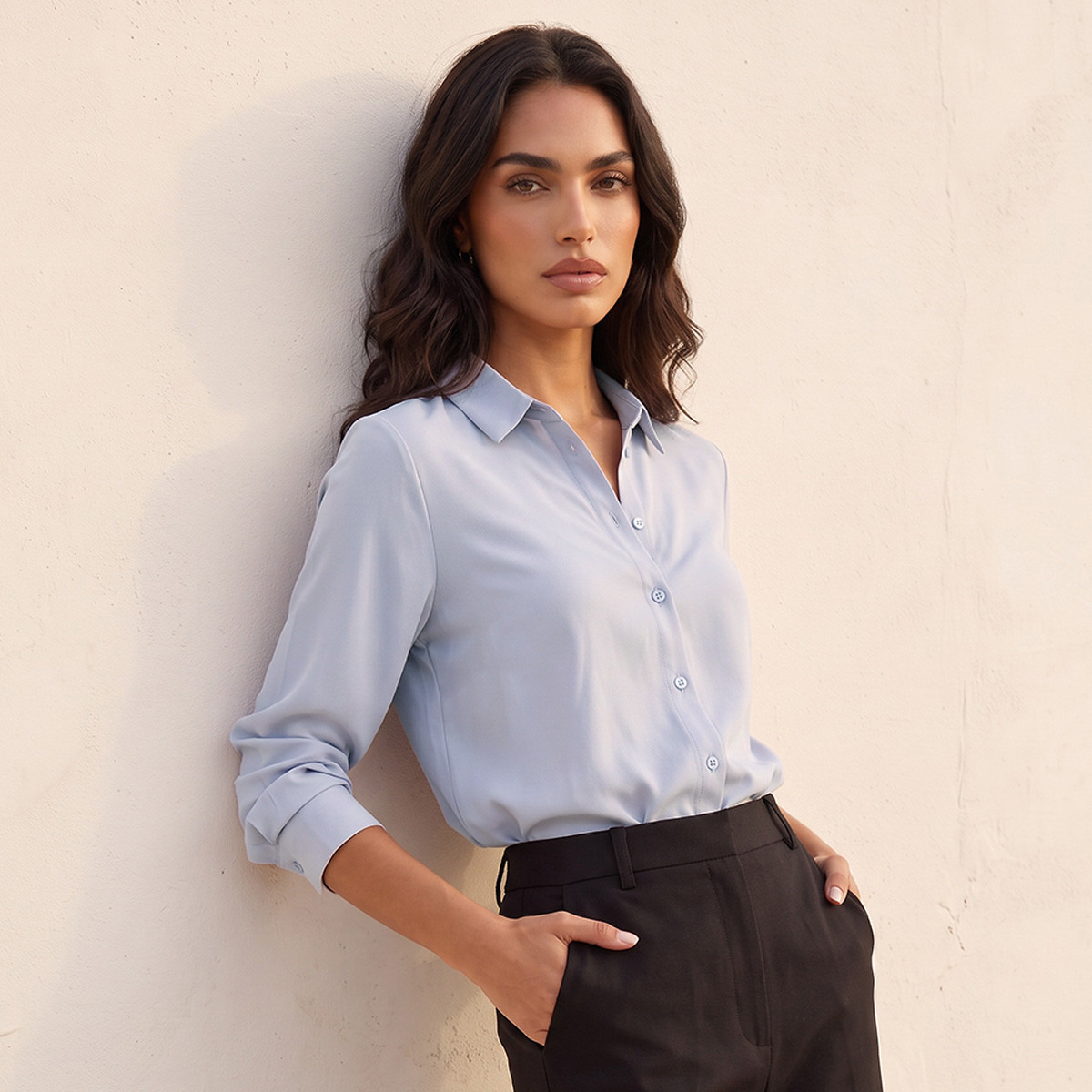 قميص فيسكوز بثنية مقلوبة من سبلاش بيسكس-women-clothing-shirtsandblouses-shirts-image-4