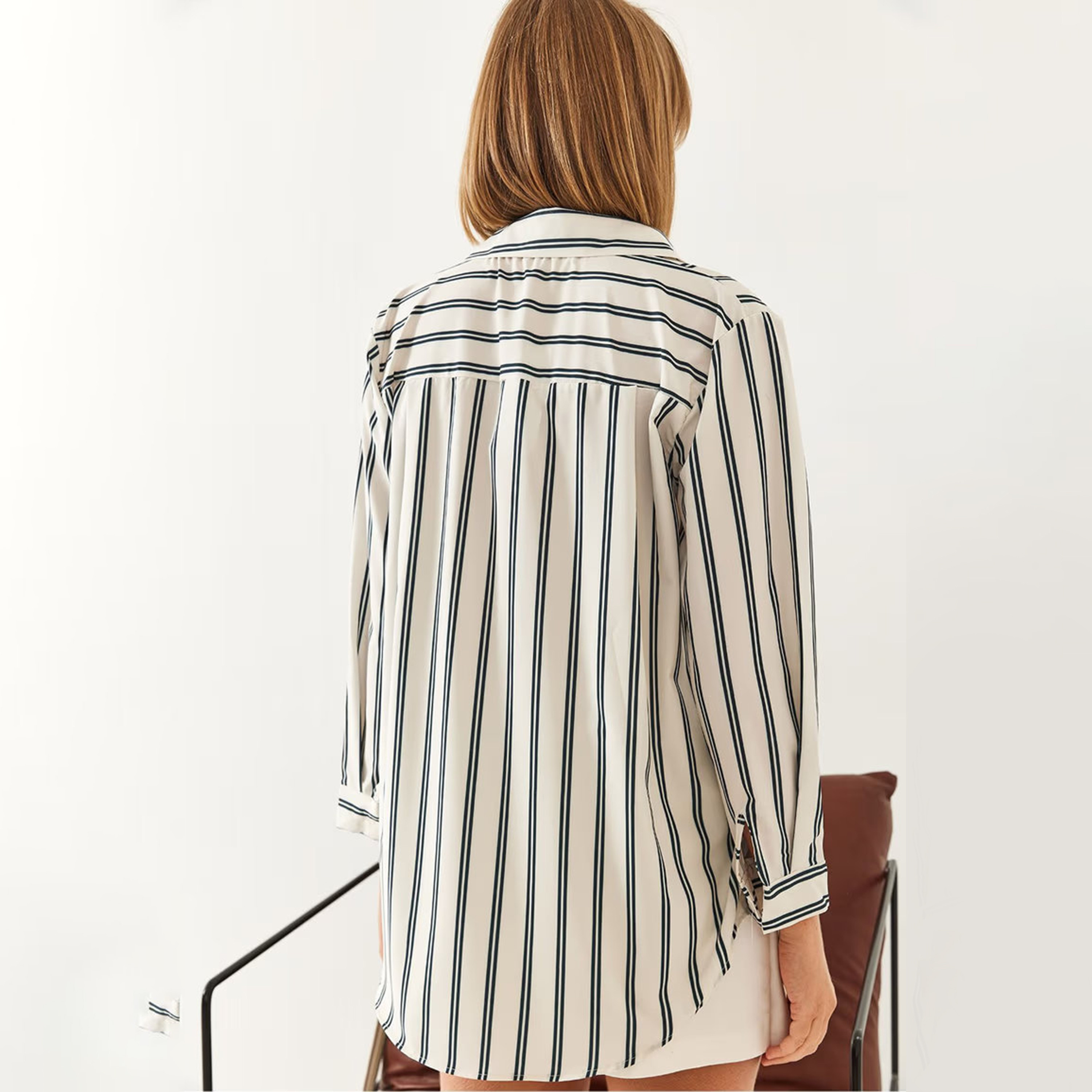White Striped Collared Women's Shirt-women-clothing-shirtsandblouses-shirts-image-4