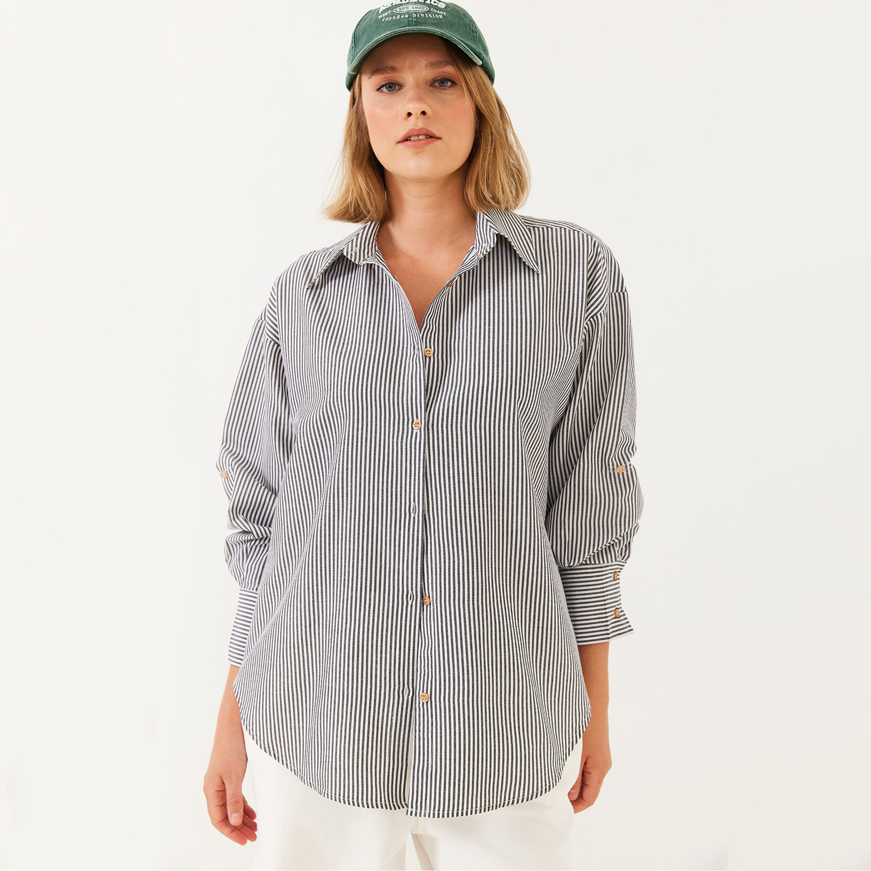Bianco Lucci Stripes Collared Dropped Sleeves Women's Shirt-women-clothing-shirtsandblouses-shirts-image-9
