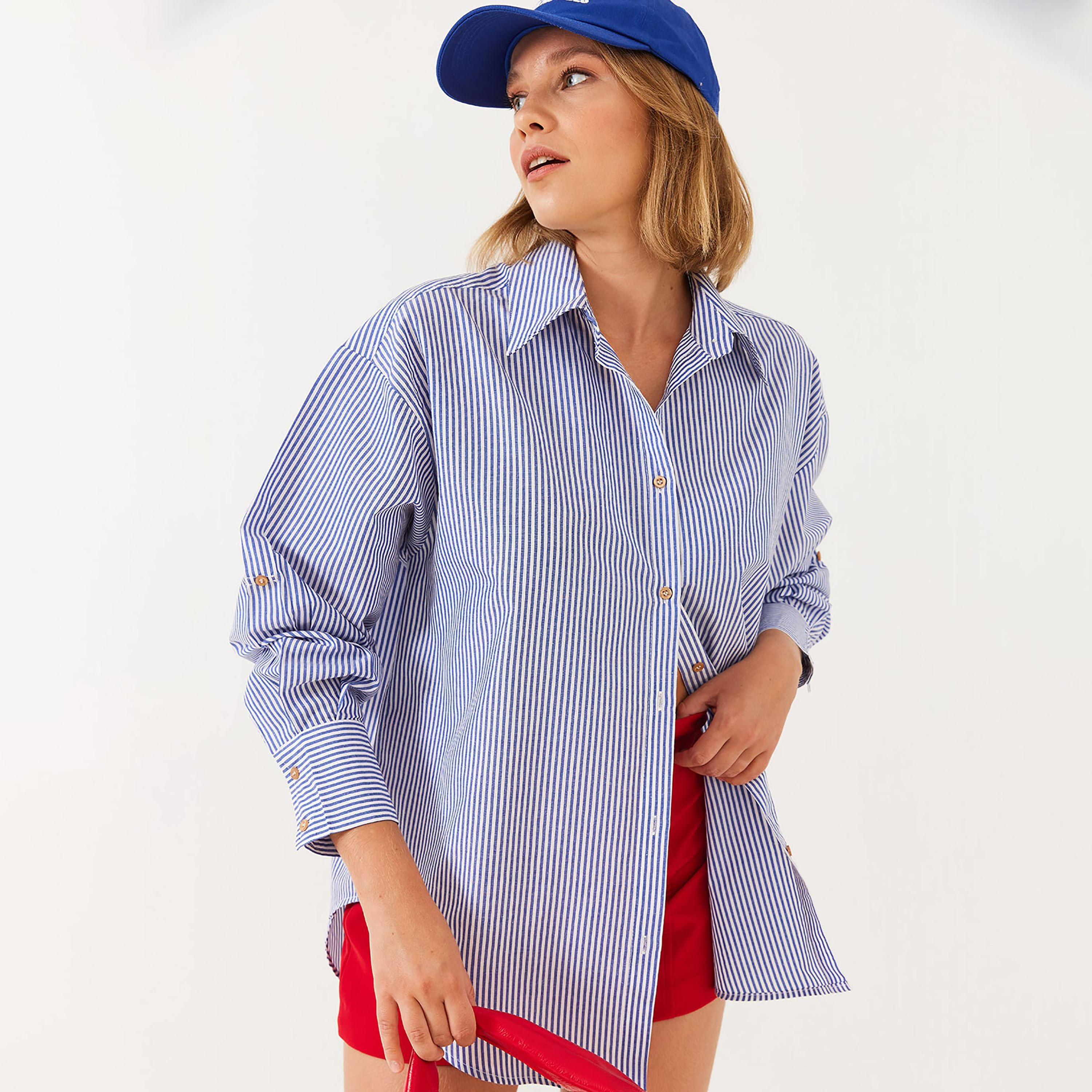 Bianco Lucci Stripes Collared Dropped Sleeves Women's Shirt-women-clothing-shirtsandblouses-shirts-image-2