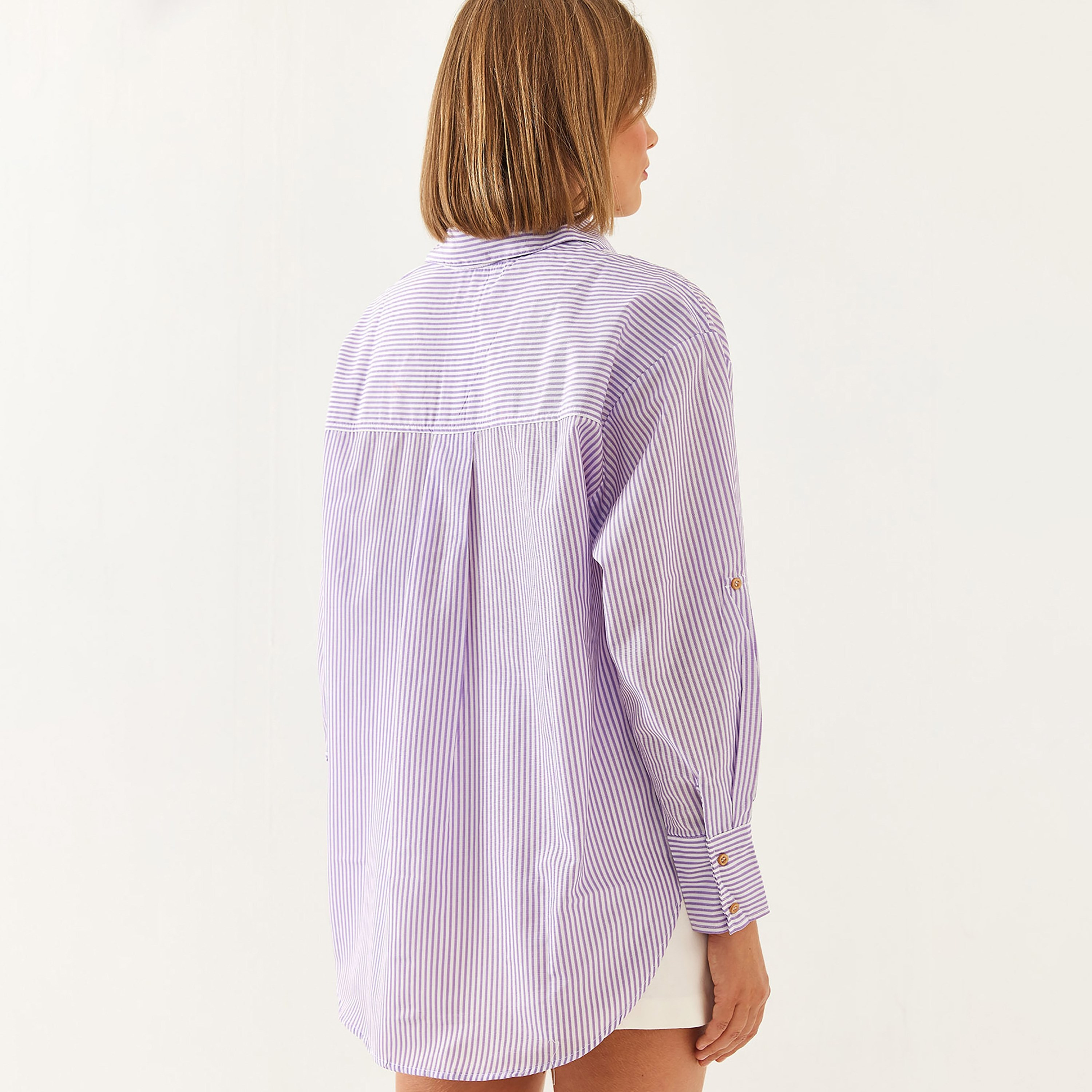 Bianco Lucci Stripes Collared Dropped Sleeves Women's Shirt-women-clothing-shirtsandblouses-shirts-image-7