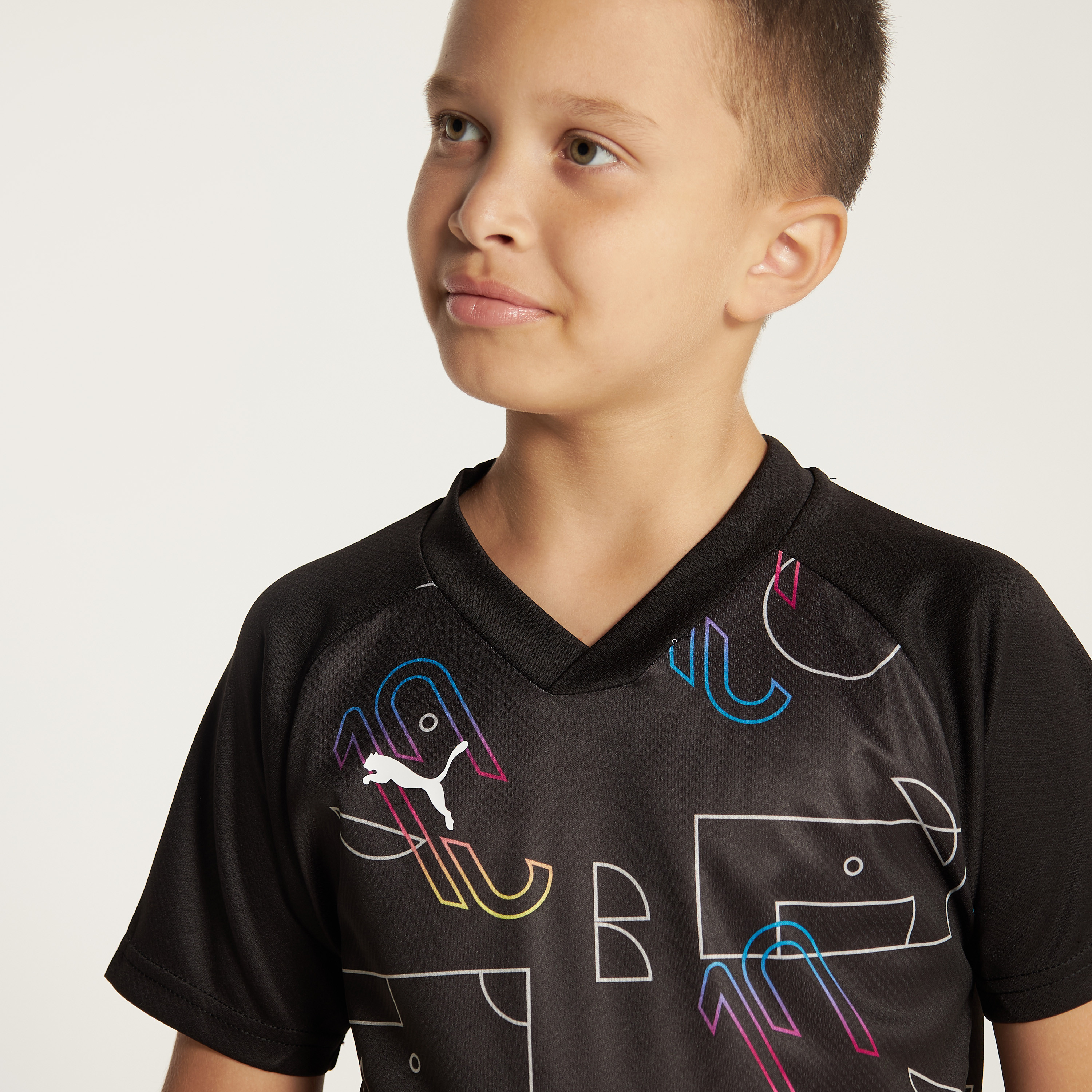 PUMA Printed V-neck T-shirt with Short Sleeves-sports-boys-clothing-tops-image-3