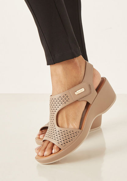 Le Confort Cutout Detail Sandal with Wedge Heels-Women%27s Heel Sandals-image-0