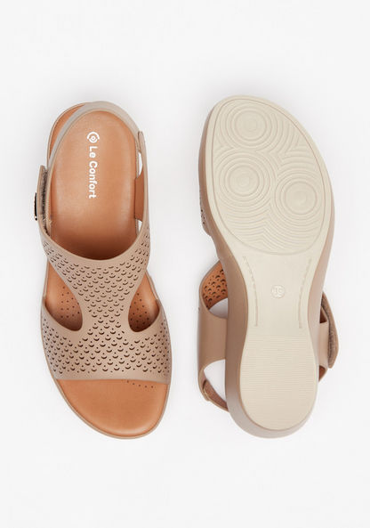 Le Confort Cutout Detail Sandal with Wedge Heels-Women%27s Heel Sandals-image-4