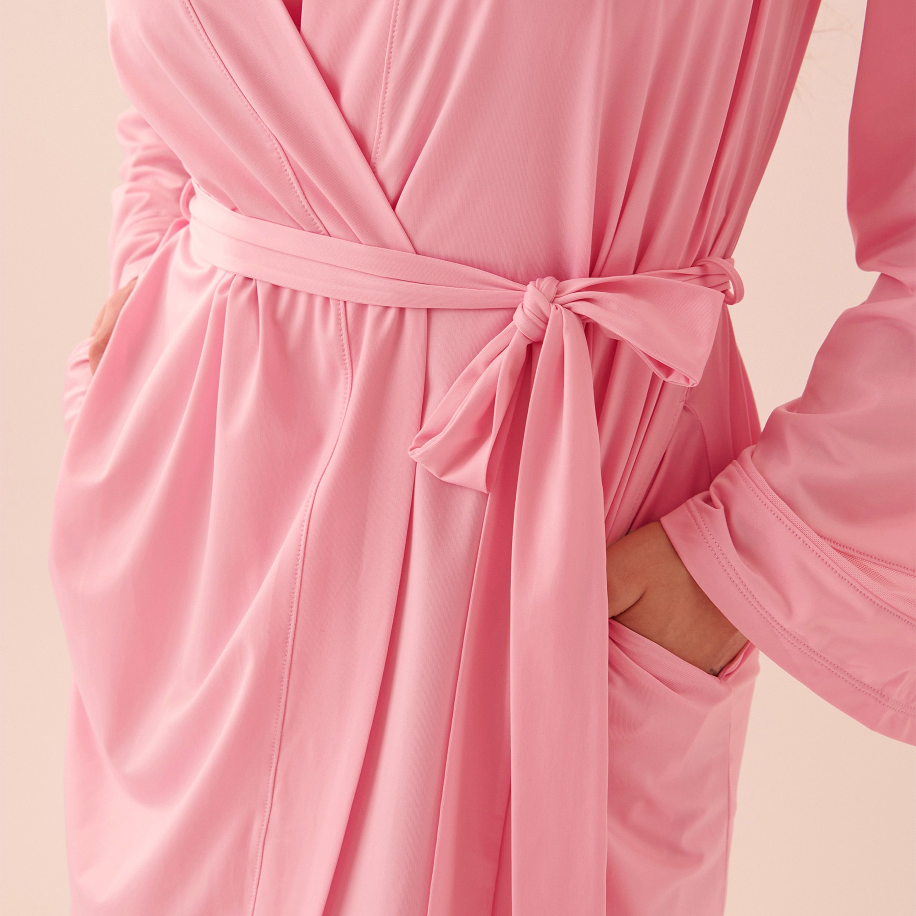 كيمونو برقبة شال عادي باللون الأزرق البحري من لا في إن روز-women-clothing-nightwear-robes-image-7