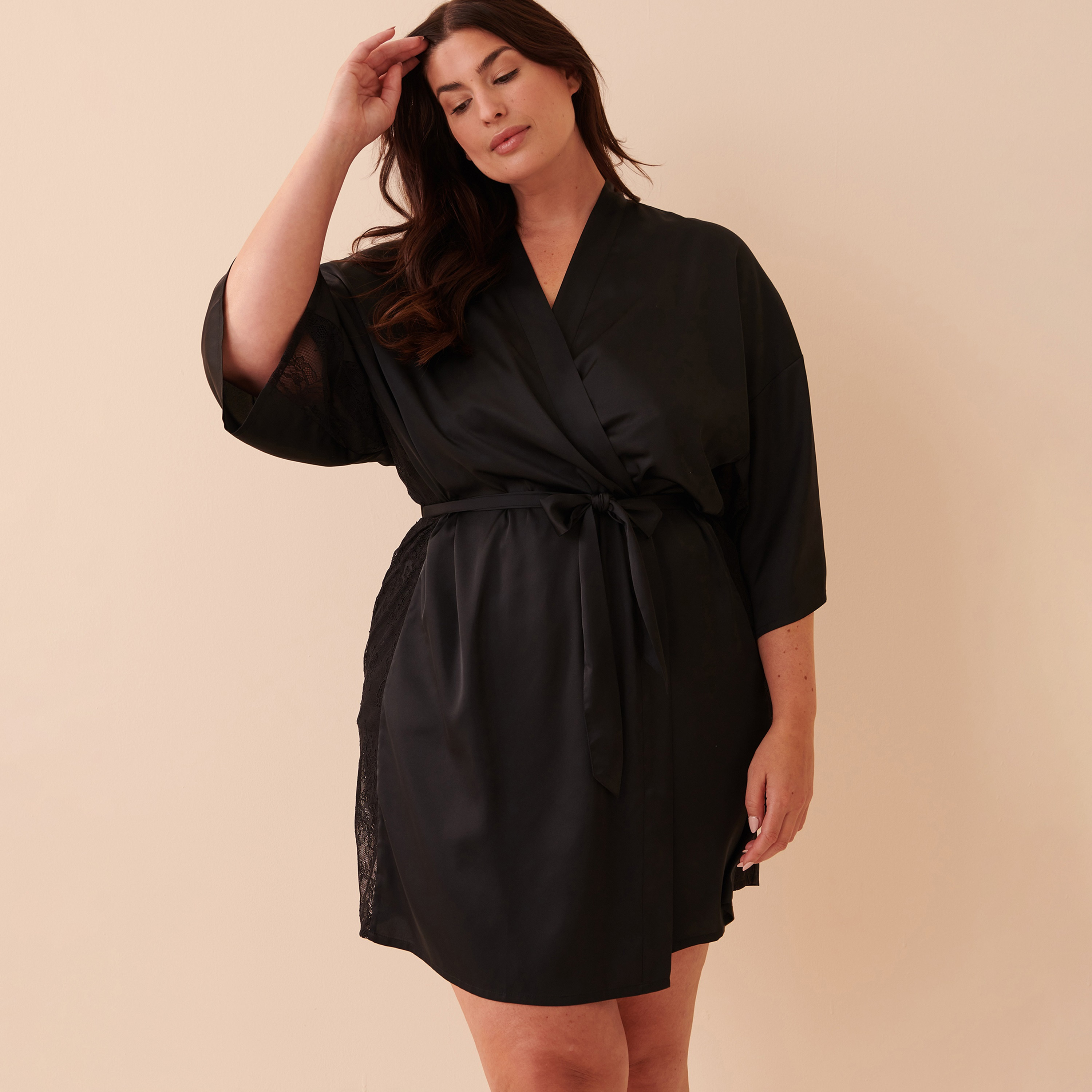 كيمونو نوم من الدانتيل من لا في إن روز-women-clothing-nightwear-robes-image-1