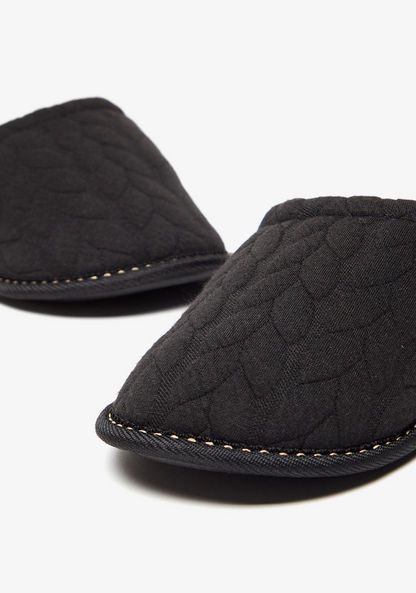 Cozy Textured Slip-On Bedroom Slide Slippers-Men%27s Bedrooms Slippers-image-3