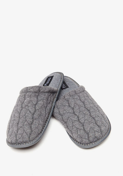 Cozy Textured Slip-On Bedroom Slide Slippers-Men%27s Bedrooms Slippers-image-1
