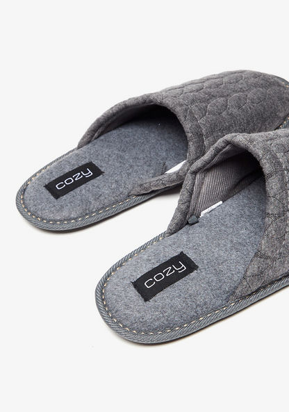 Cozy Textured Slip-On Bedroom Slide Slippers-Men%27s Bedrooms Slippers-image-2