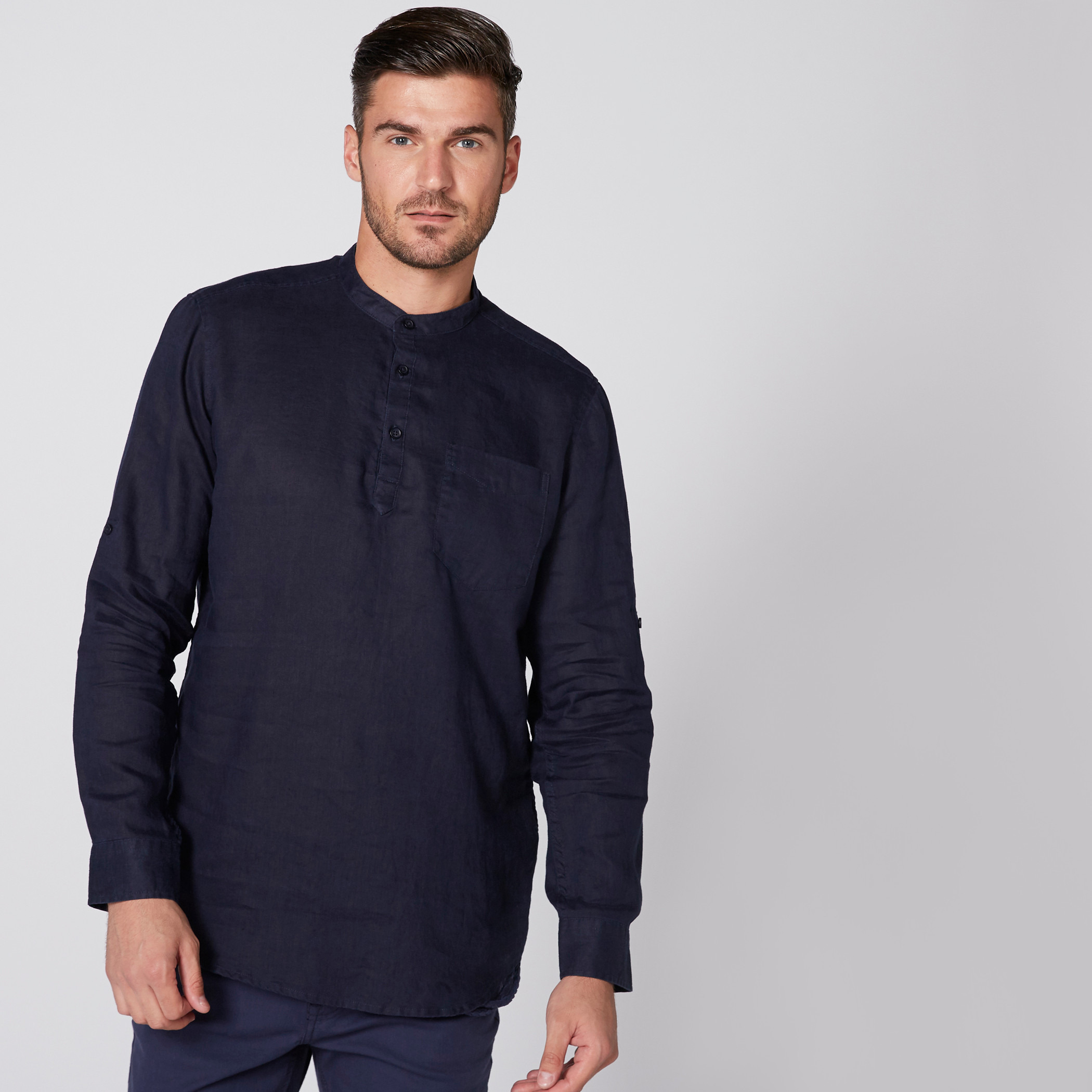 Longline button up shirt mens hotsell